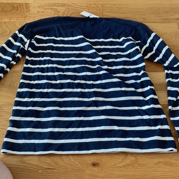 NWT Ann Taylor navy striped shirt - Picture 3 of 3